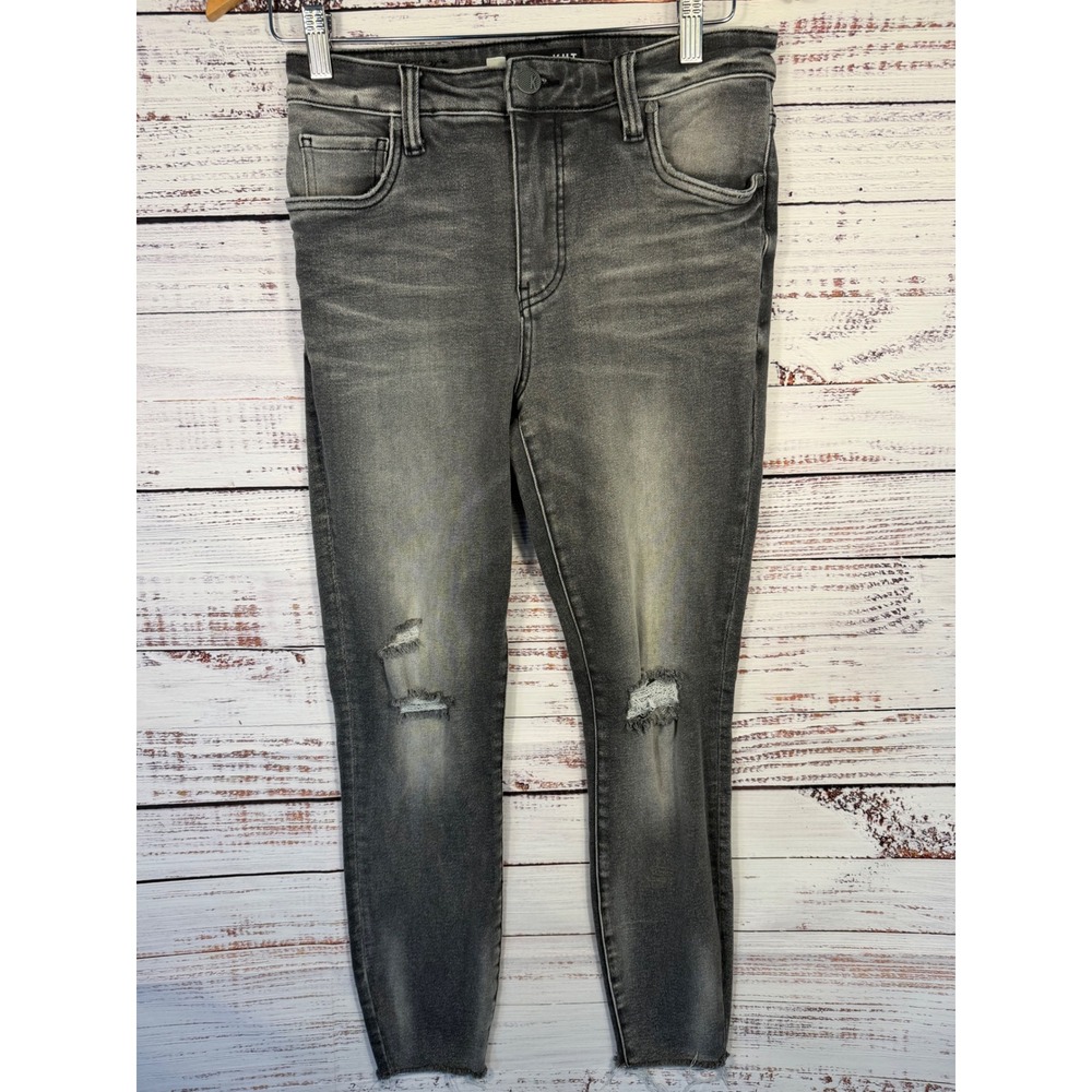 Kut from the Kloth Connie Fab Ab Ankle Skinny Jeans Womens 6 Grey 27L Distressed